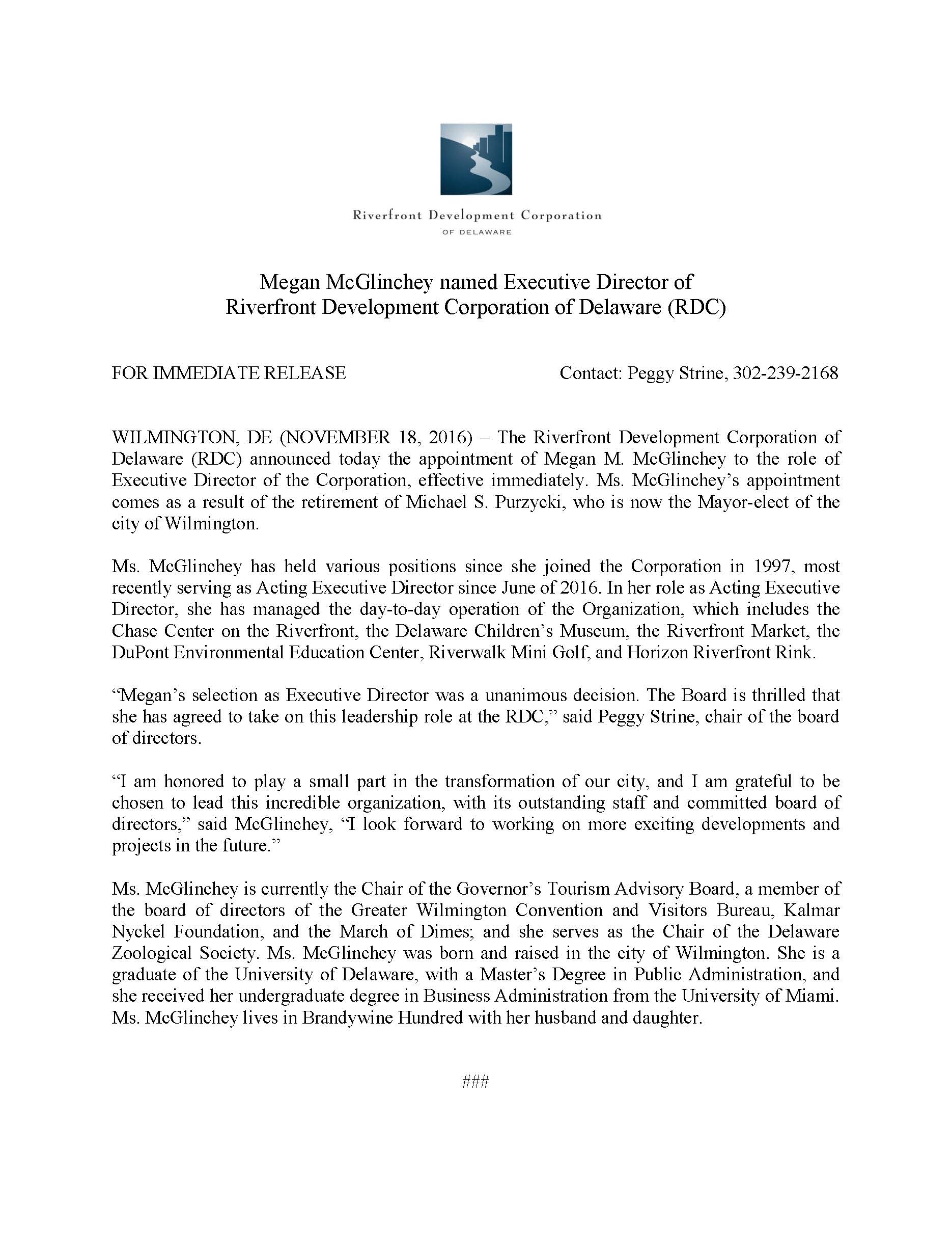 Executive Director Press Release