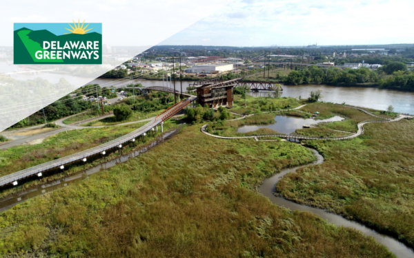 An aerial image of the Jack A. Markell Environment Trail